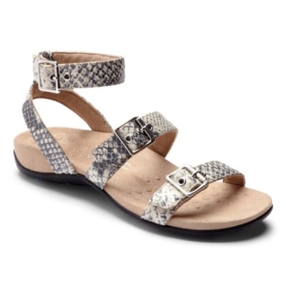 Vionic women’s size 8 sandals snakeskin natural sahara comfort strappy shoes - Picture 1 of 9